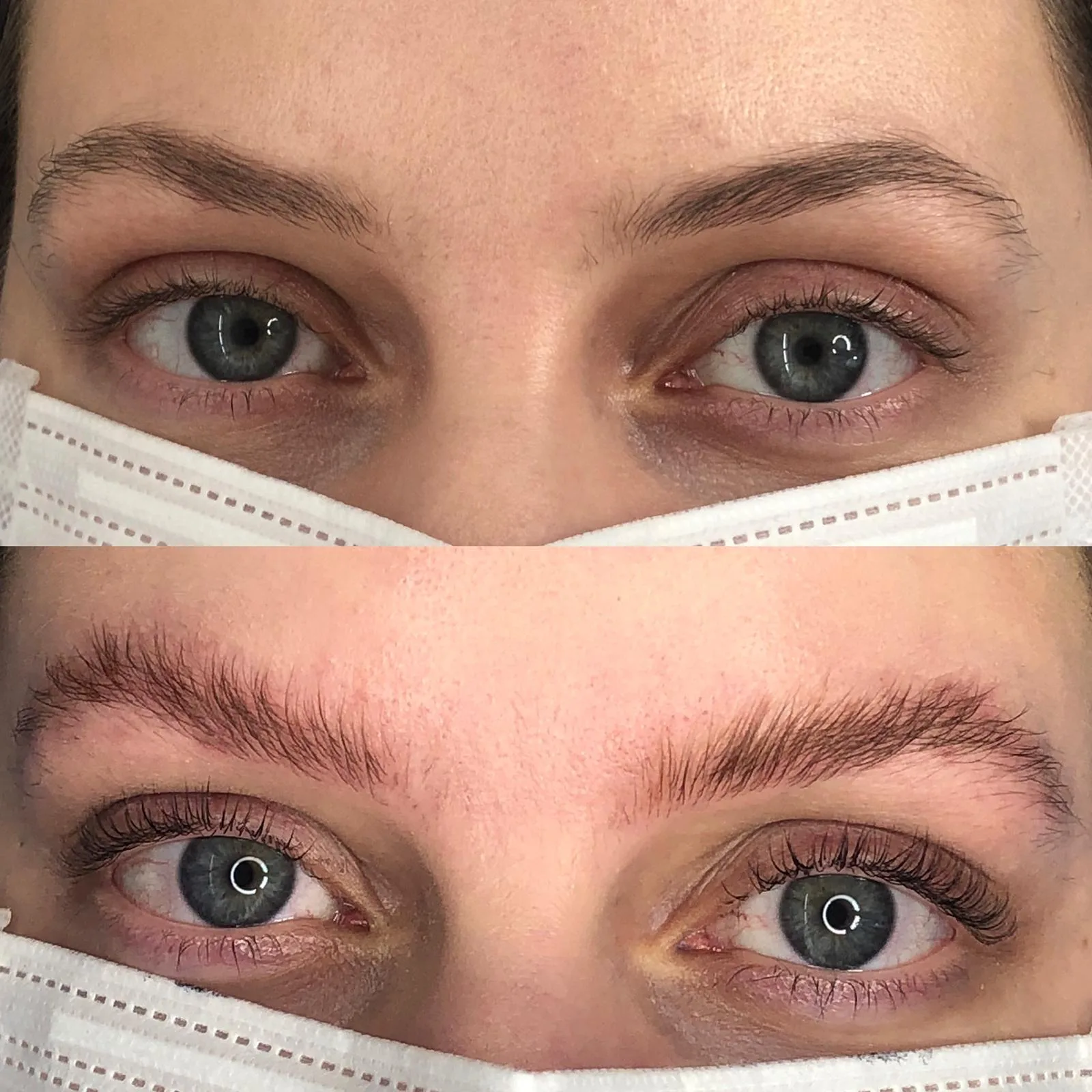 Augenbrauen Laminierung (Browlift): Brauen vor und nach der Behandlung